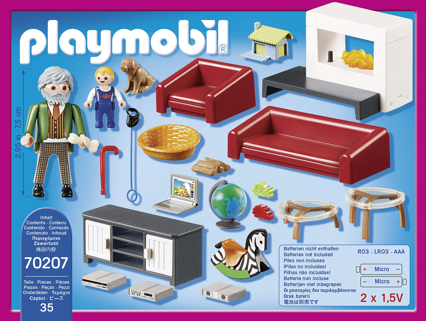 Playmobil Comfortable Living Room Furniture Pack – Illuminated Fireplace & Sofa Bed