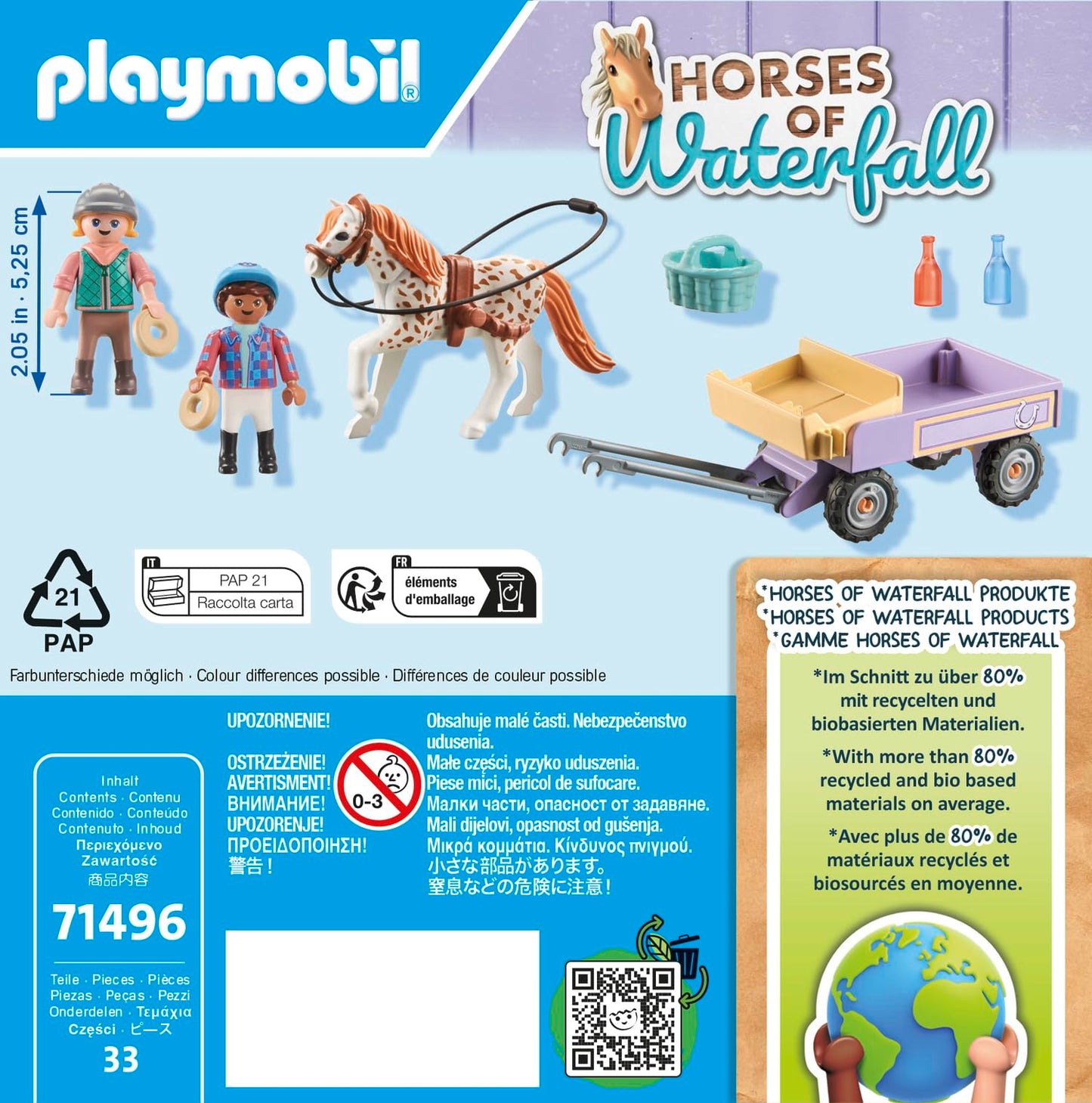 PLAYMOBIL Horses of Waterfall 71496 Carriage with Pony – Adventure Playset for Kids 4+
