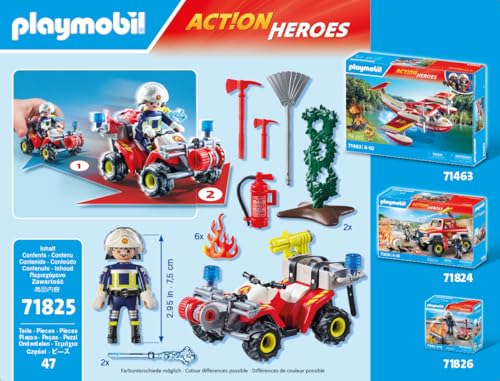 PLAYMOBIL Action Heroes Fire Brigade Quad Extinguishes Hedge Fire – 71825