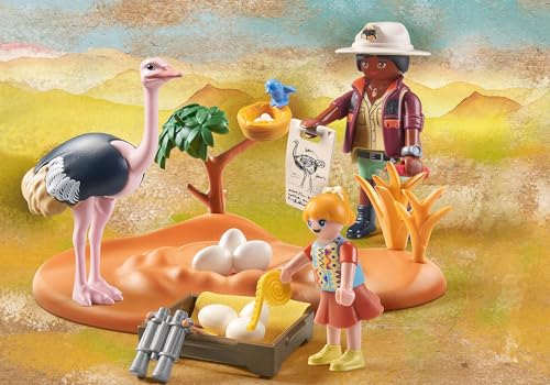 Playmobil Wiltopia Ostrich Keepers | Eco-Friendly Wildlife Playset with AR & Animal Card