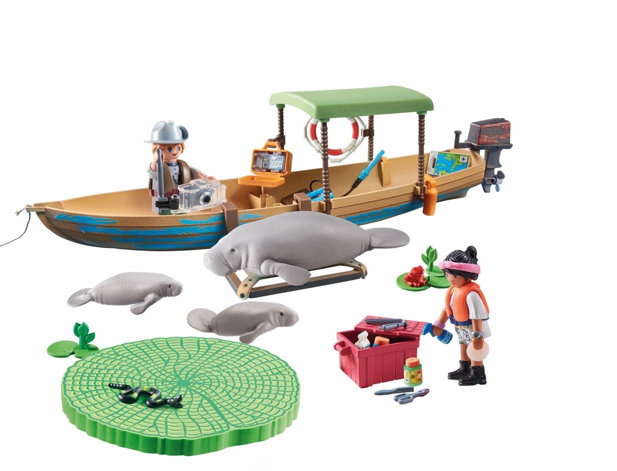 Playmobil Wiltopia Boat Trip to The Manatees — Educational Wildlife Adventure Set
