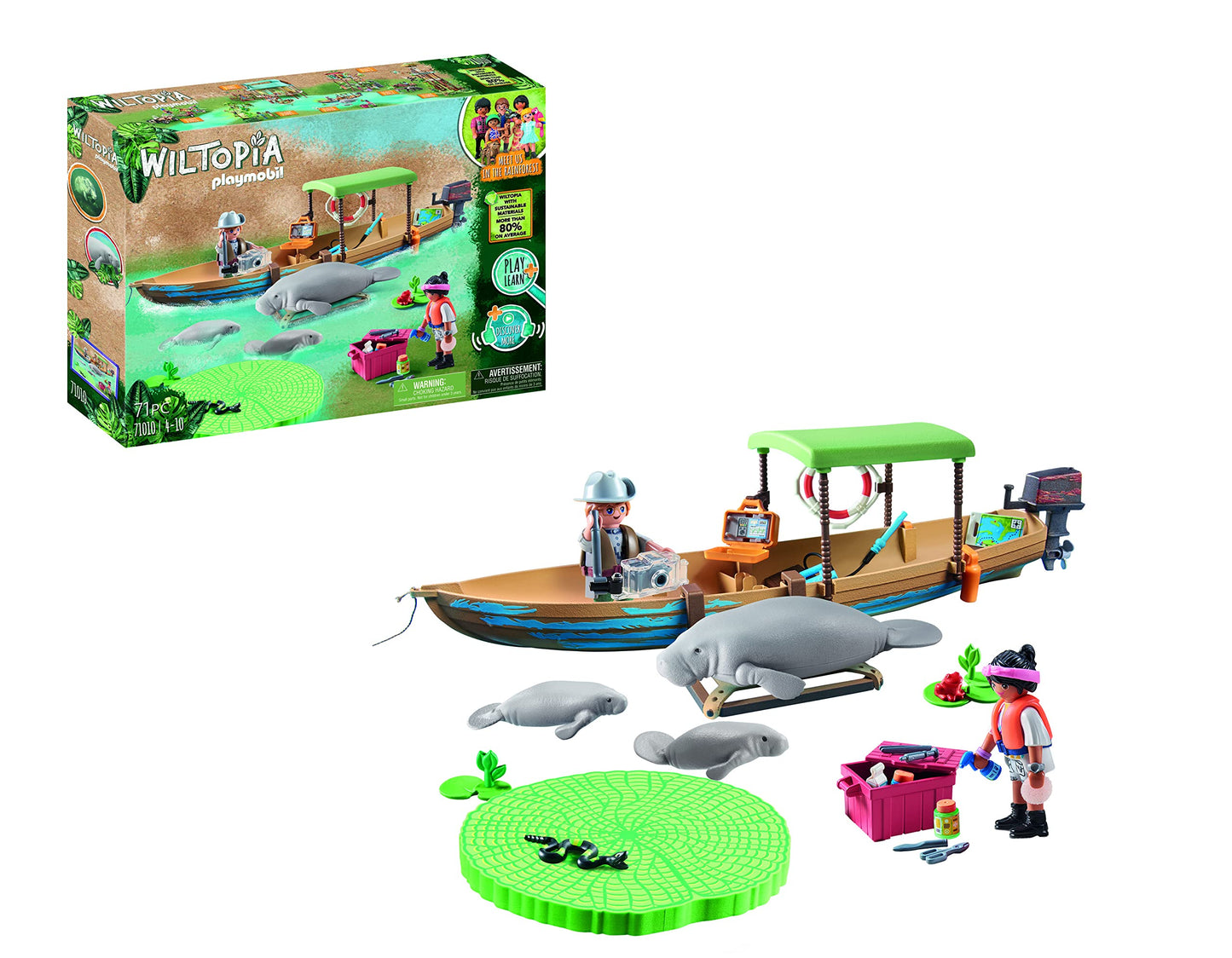 Playmobil Wiltopia Boat Trip to The Manatees — Educational Wildlife Adventure Set