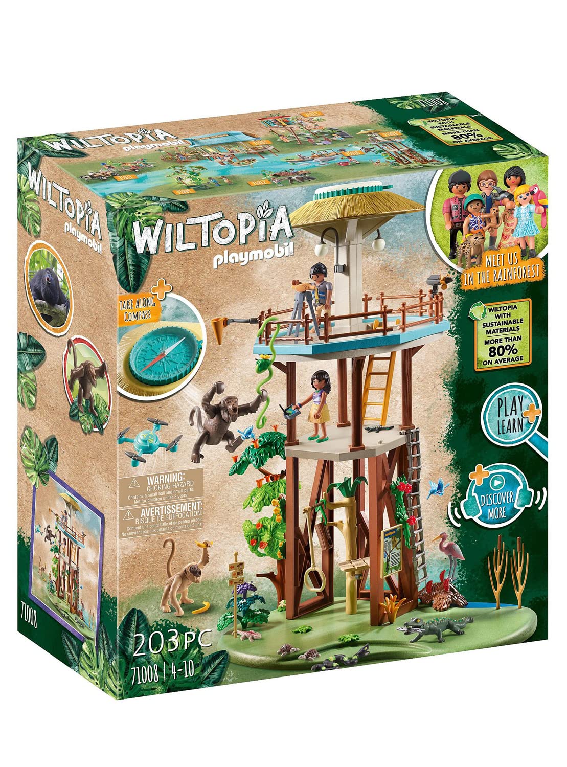 Playmobil Wiltopia Research Tower with Compass – 360° Jungle View & AR Content