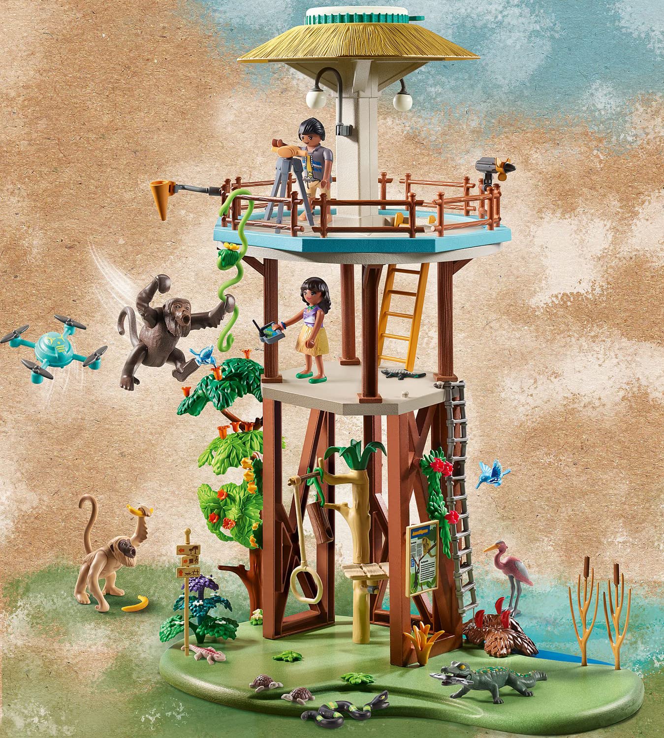 Playmobil Wiltopia Research Tower with Compass – 360° Jungle View & AR Content