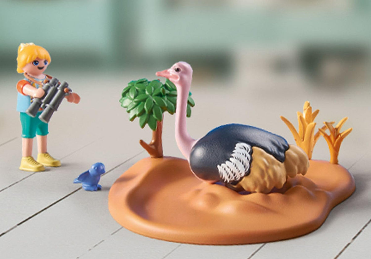 Playmobil Wiltopia Ostrich Keepers | Eco-Friendly Wildlife Playset with AR & Animal Card