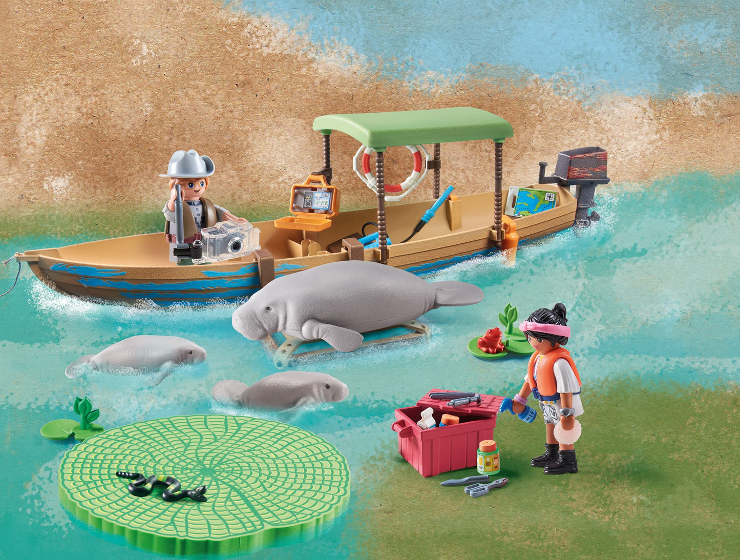 Playmobil Wiltopia Boat Trip to The Manatees — Educational Wildlife Adventure Set