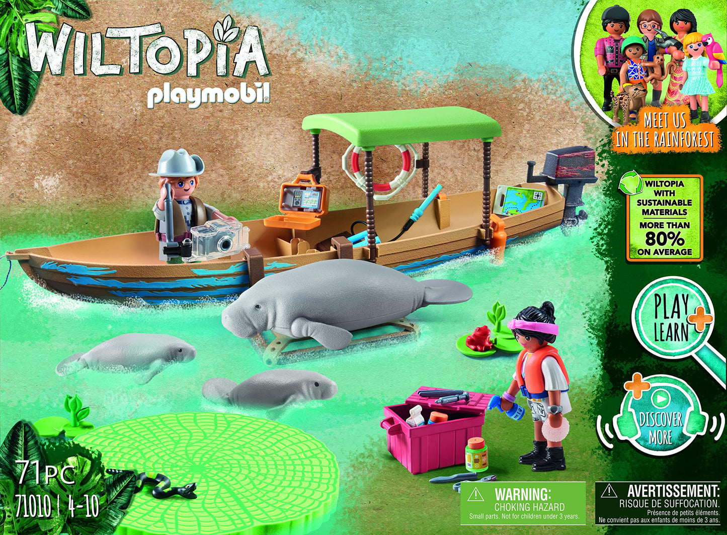 Playmobil Wiltopia Boat Trip to The Manatees — Educational Wildlife Adventure Set