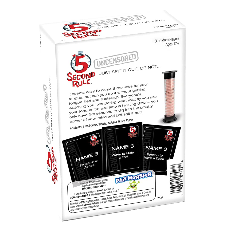 PlayMonster 5 Second Rule Uncensored – Adult Party Card Game for 17+ | Quick, Hilarious Fun