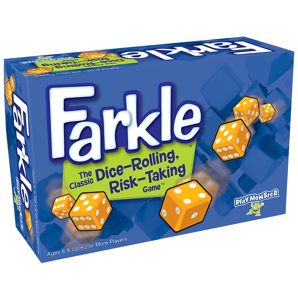 PlayMonster Farkle Classic Dice Games – Family Board Game with Dice Cup & Score Sheets