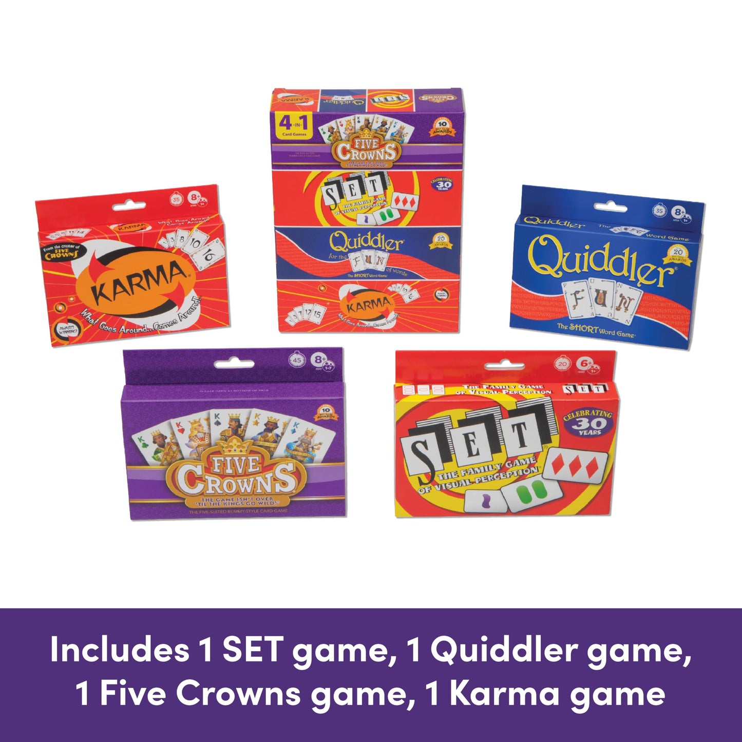 PlayMonster Five Crowns 4 Pack Bundle – Card Games for Kids