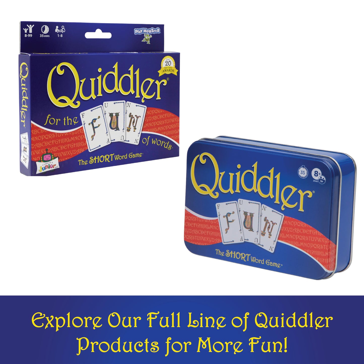 PlayMonster Quiddler Card Game – Word Building Family Game for Kids & Adults