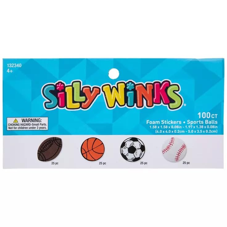 Playside Creations Mini Sports Balls Foam Sticker Set – 100 Pieces