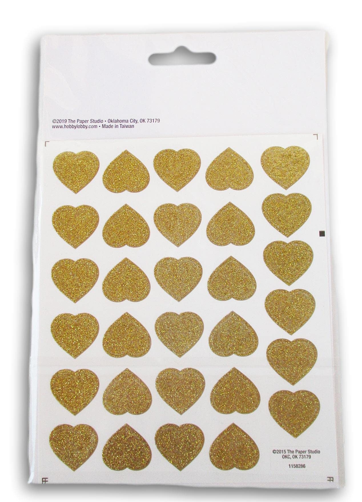 Playside Creations Gold Glitter Heart Stickers – 60 Pc Adhesive Decals for Crafts