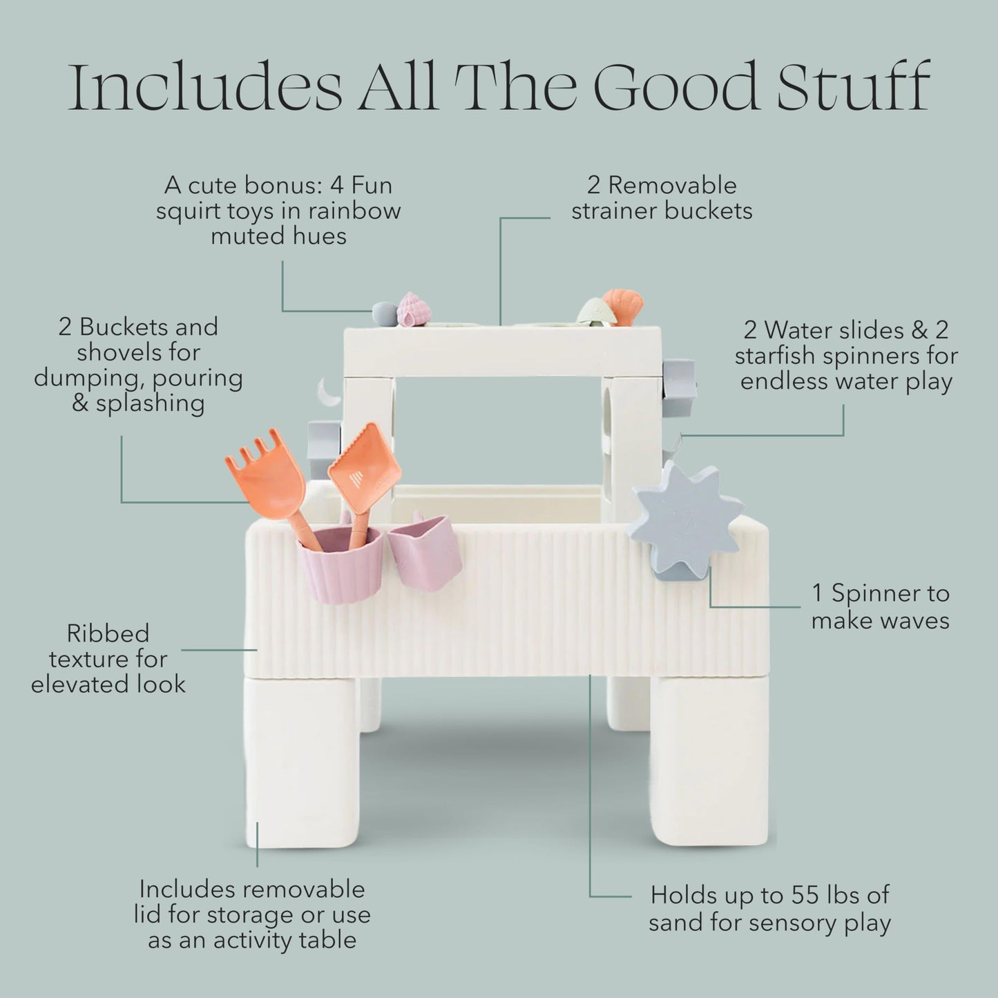 PLAYSMOL Tide Water & Sensory Table – 3-in-1 Sand, Water, and Craft Station for Kids (Ages 3+)