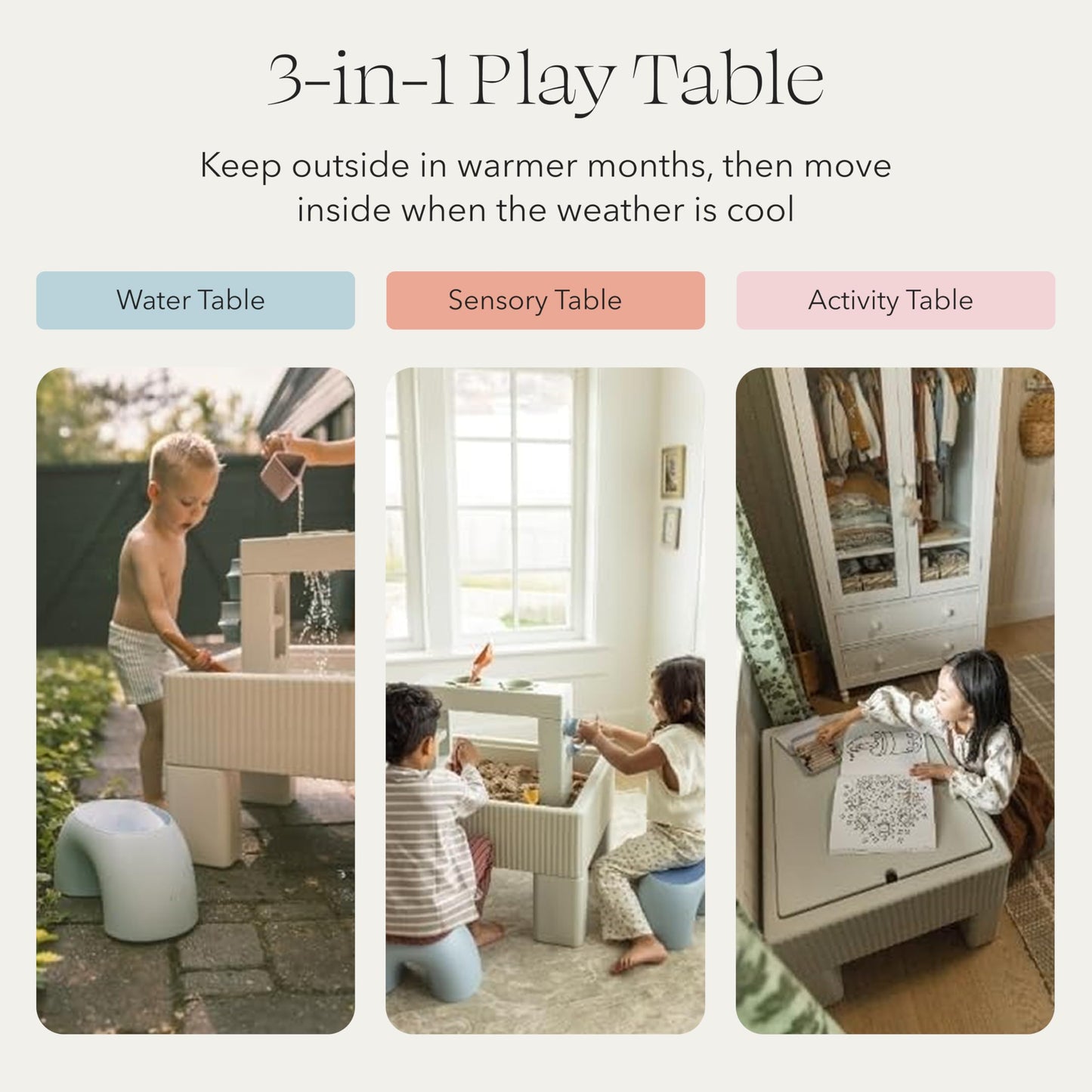 PLAYSMOL Tide Water & Sensory Table – 3-in-1 Sand, Water, and Craft Station for Kids (Ages 3+)