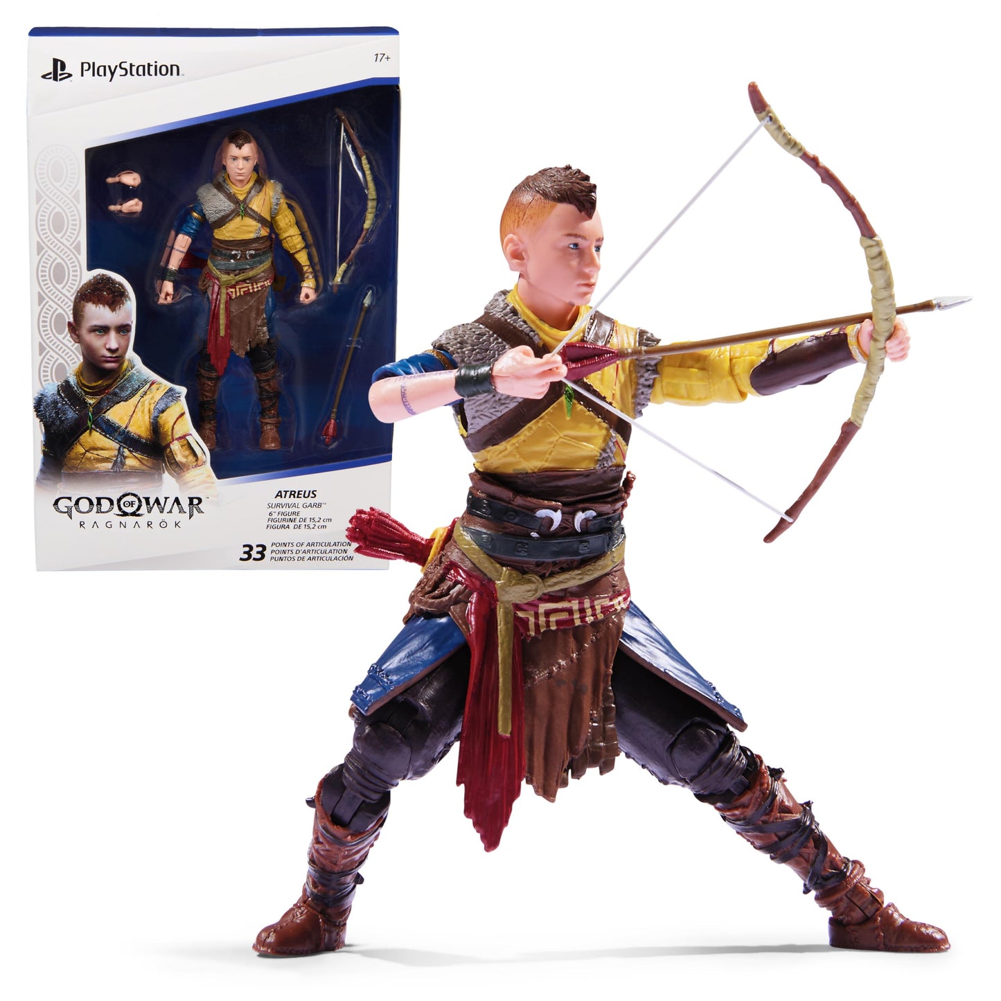 PlayStation God of War Ragnarok Atreus 6-Inch Figure – The Shapes Collection, 4 Accessories, Open Display Box