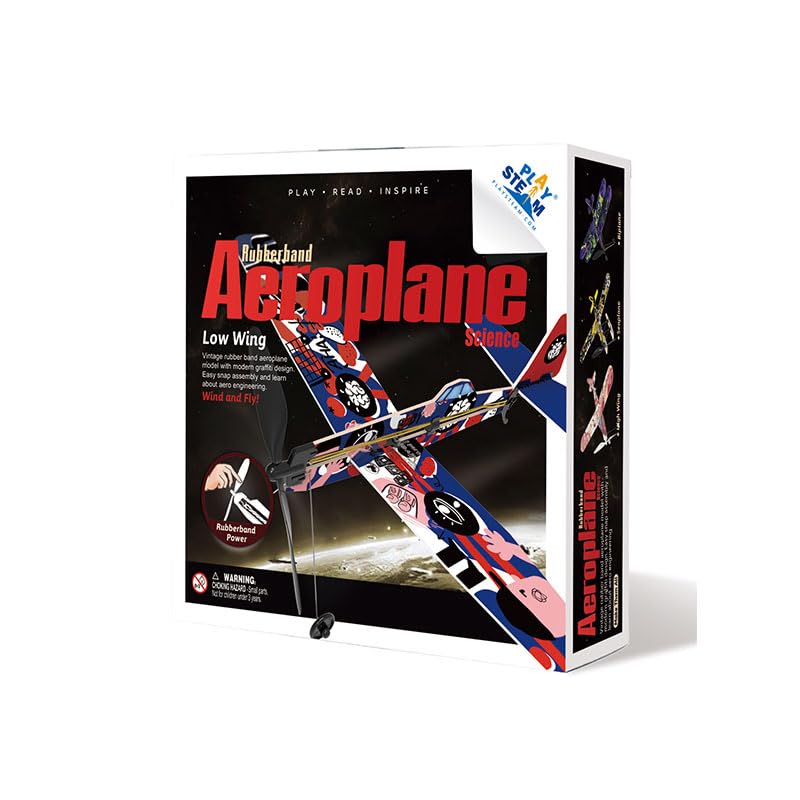 PLAYSTEM Rubber Band Aeroplane Low Wing STEM Kit | Indoor & Outdoor Learning by PLAYSTEAM