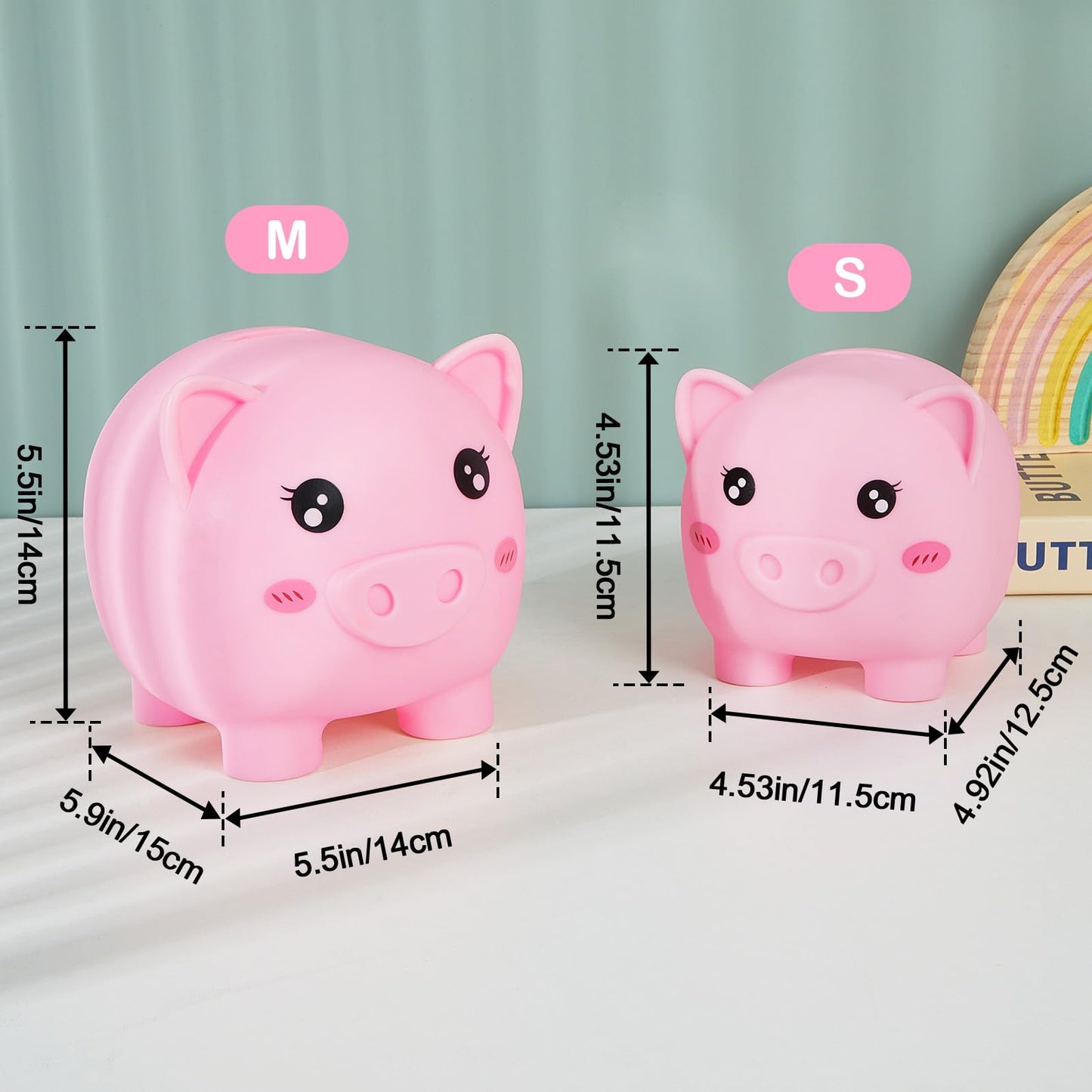 Play Tailor Unicorn Piggy Bank for Girls – Large, Durable, DIY Sticker Kit in Pink Rainbow Dress