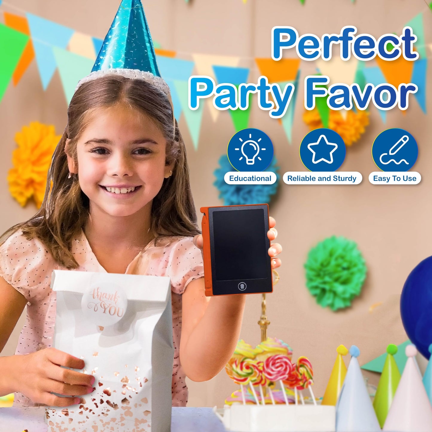 Playtapus Party Favor Mini LCD Writing Tablet for Kids – 12 Pack 4.5-Inch Drawing Boards
