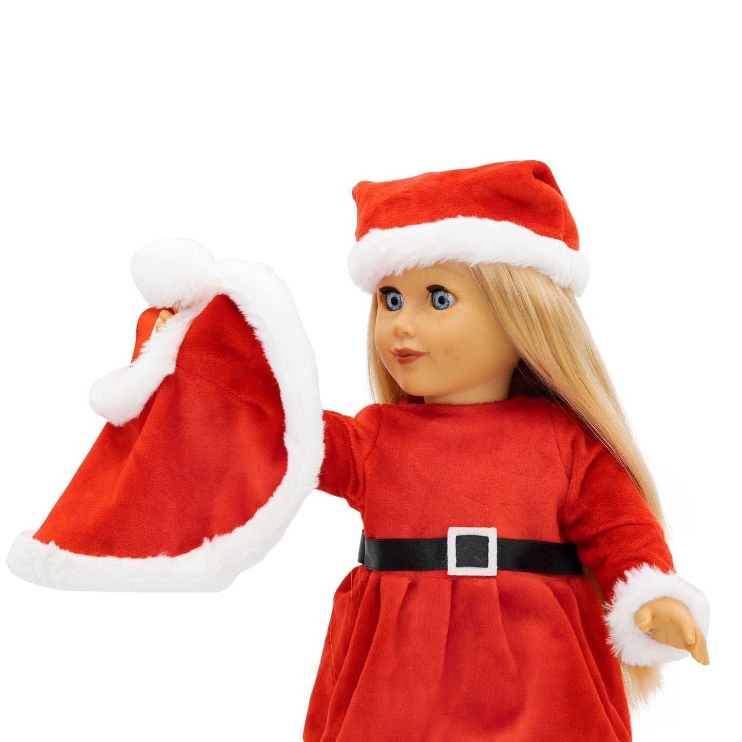 Playtime by Eimmie 18-Inch Doll Santa Dress Set with Hat & Shawl – Fits American, Journey, Generation & More
