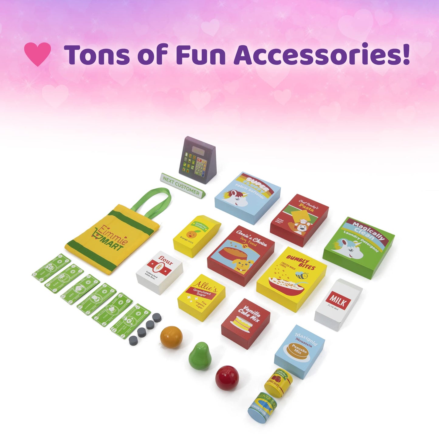 Playtime by Eimmie 18-Inch Doll Grocery Store Set | Wooden Playset with 25+ Accessories