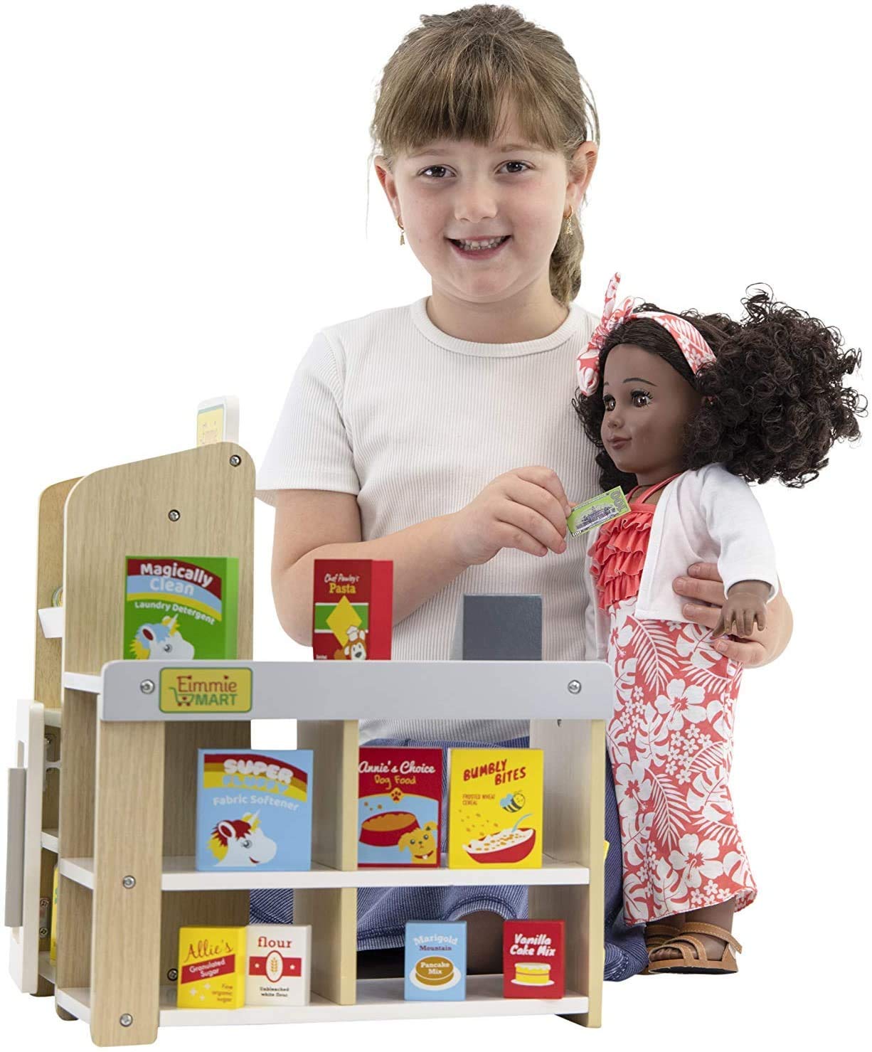 Playtime by Eimmie 18-Inch Doll Grocery Store Set | Wooden Playset with 25+ Accessories