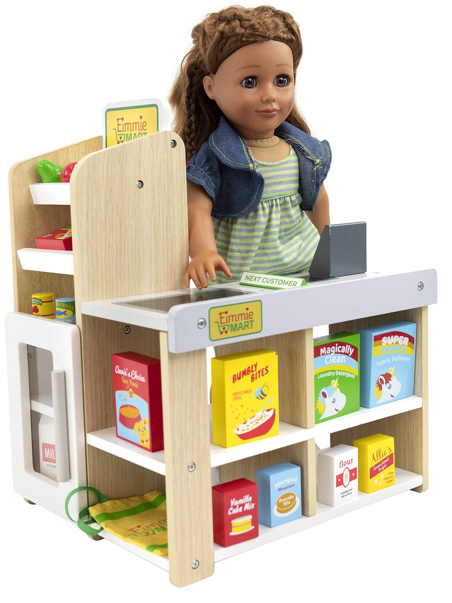 Playtime by Eimmie 18-Inch Doll Grocery Store Set | Wooden Playset with 25+ Accessories