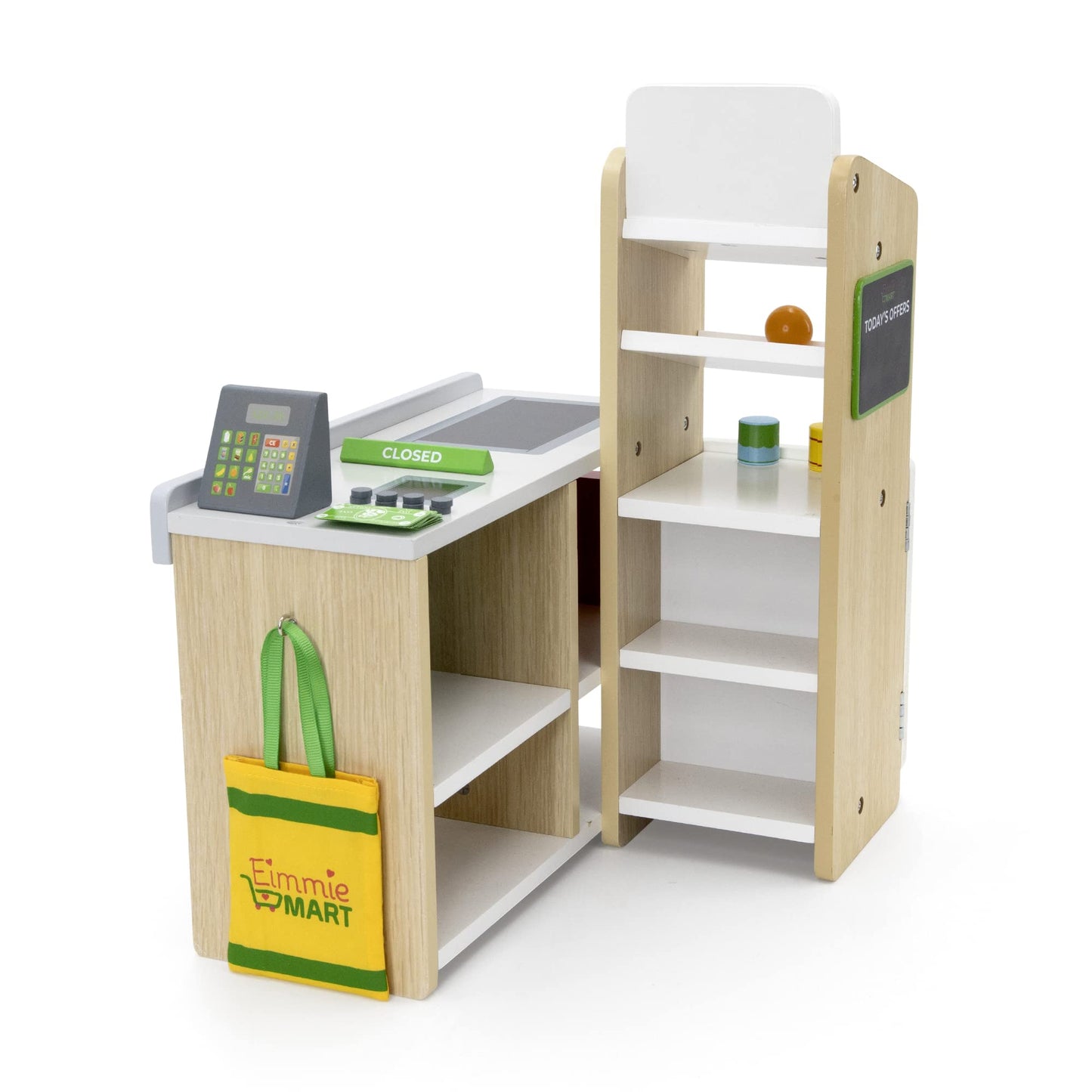 Playtime by Eimmie 18-Inch Doll Grocery Store Set | Wooden Playset with 25+ Accessories