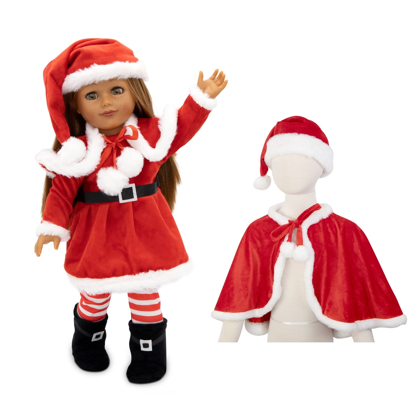 Playtime by Eimmie 18-Inch Doll Santa Dress Set with Hat & Shawl – Fits American, Journey, Generation & More