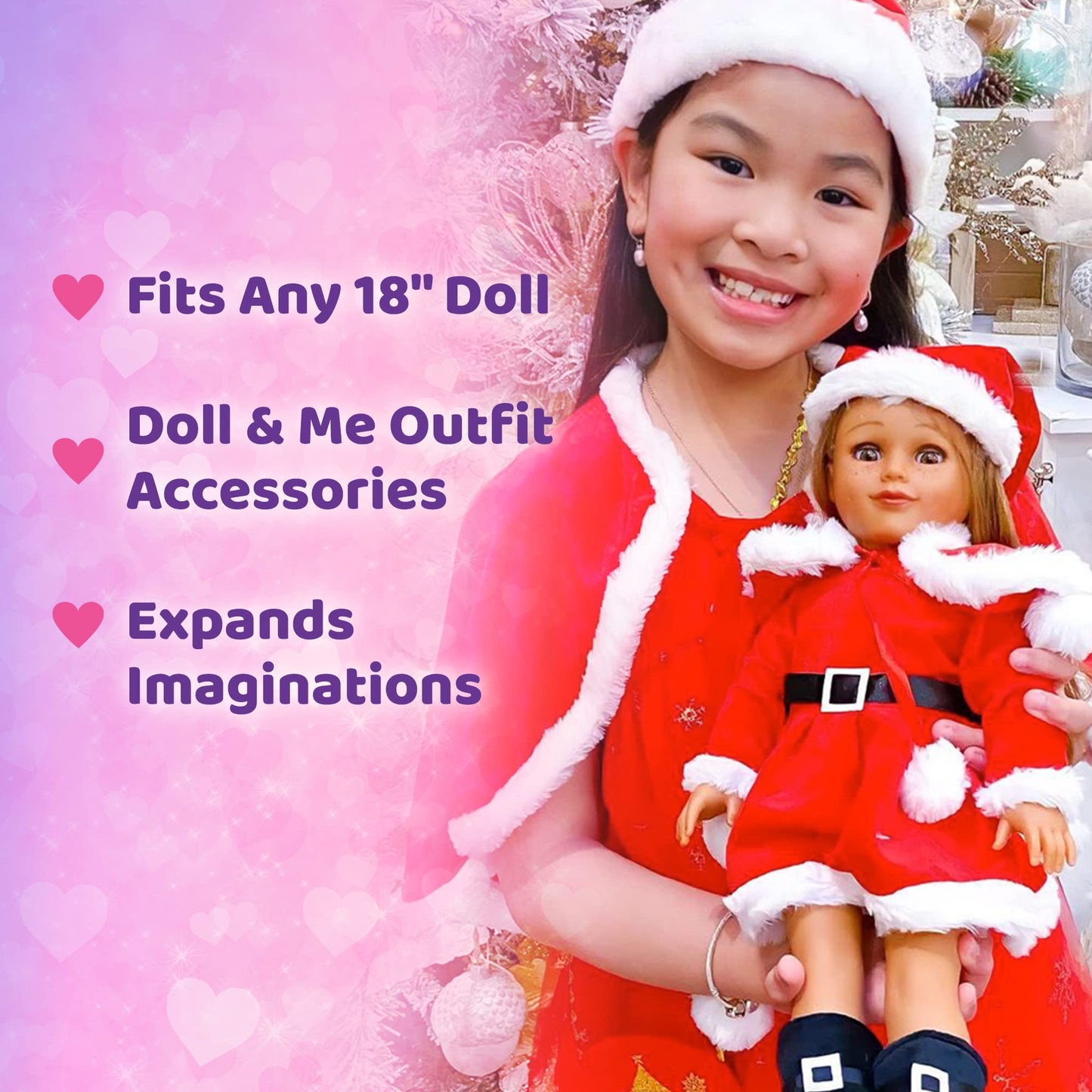 Playtime by Eimmie 18-Inch Doll Santa Dress Set with Hat & Shawl – Fits American, Journey, Generation & More