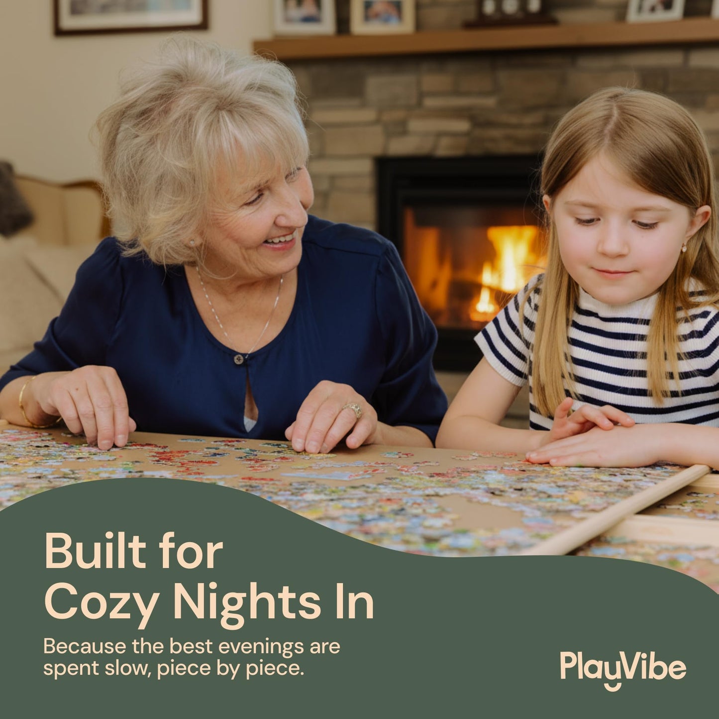PLAYVIBE Rotating Puzzle Board – 1500-Piece Puzzle Table with 6 Drawers & 360-Degree Lazy Susan