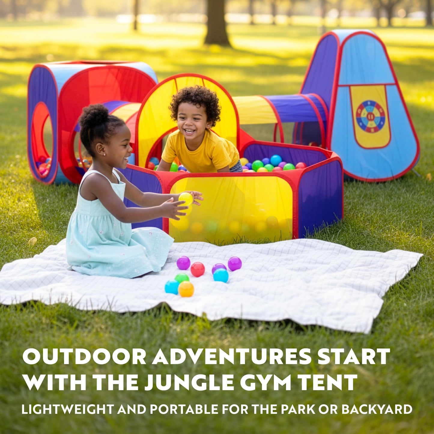 Playz 5pc Kids' Play Tents & Tunnels — Ball Pit, Crawling Tubes & Indoor/Outdoor Fun