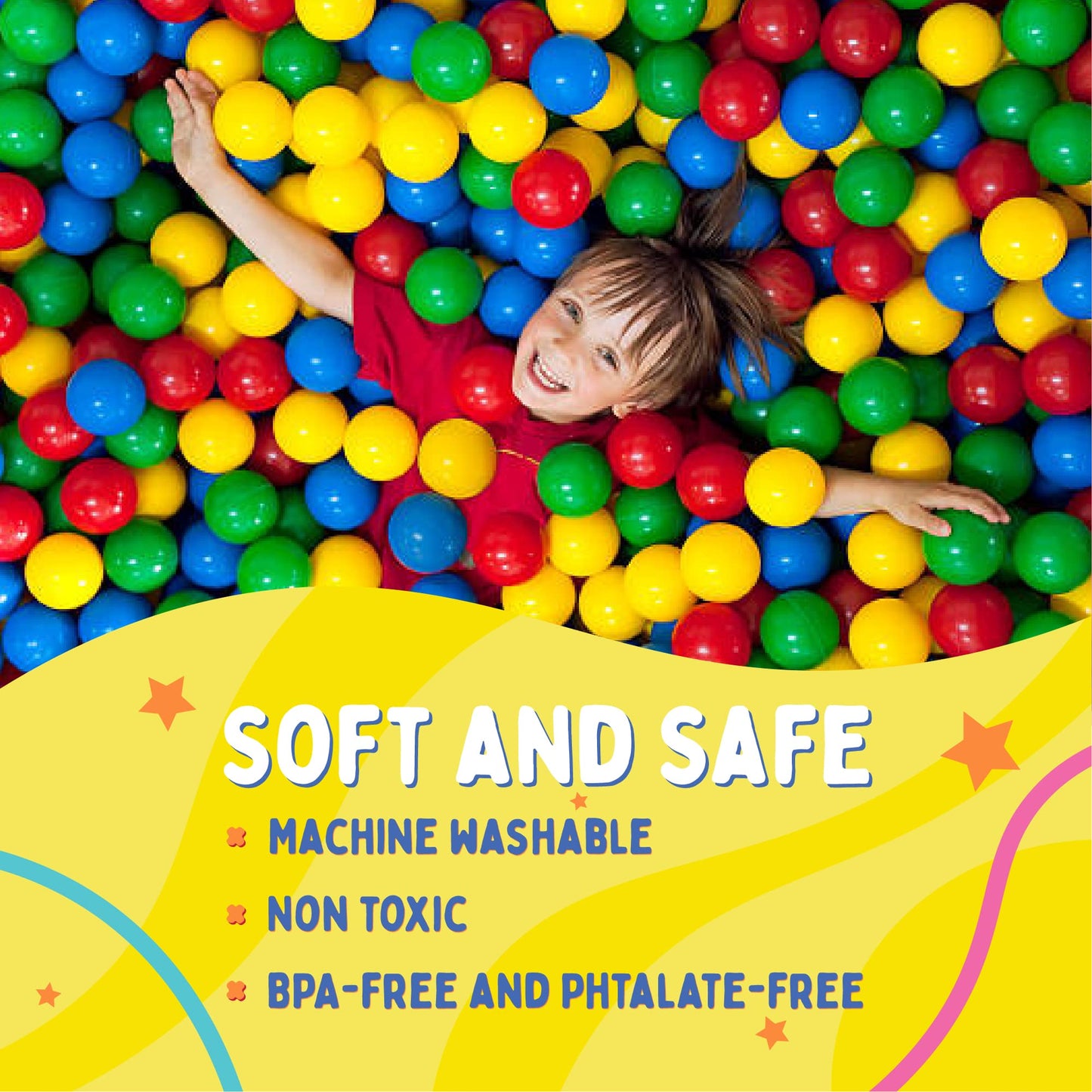 Playz 200-Count Soft Plastic Mini Ball Pit Balls – 8 Colors, Crush-Proof, Non-Toxic & BPA Free