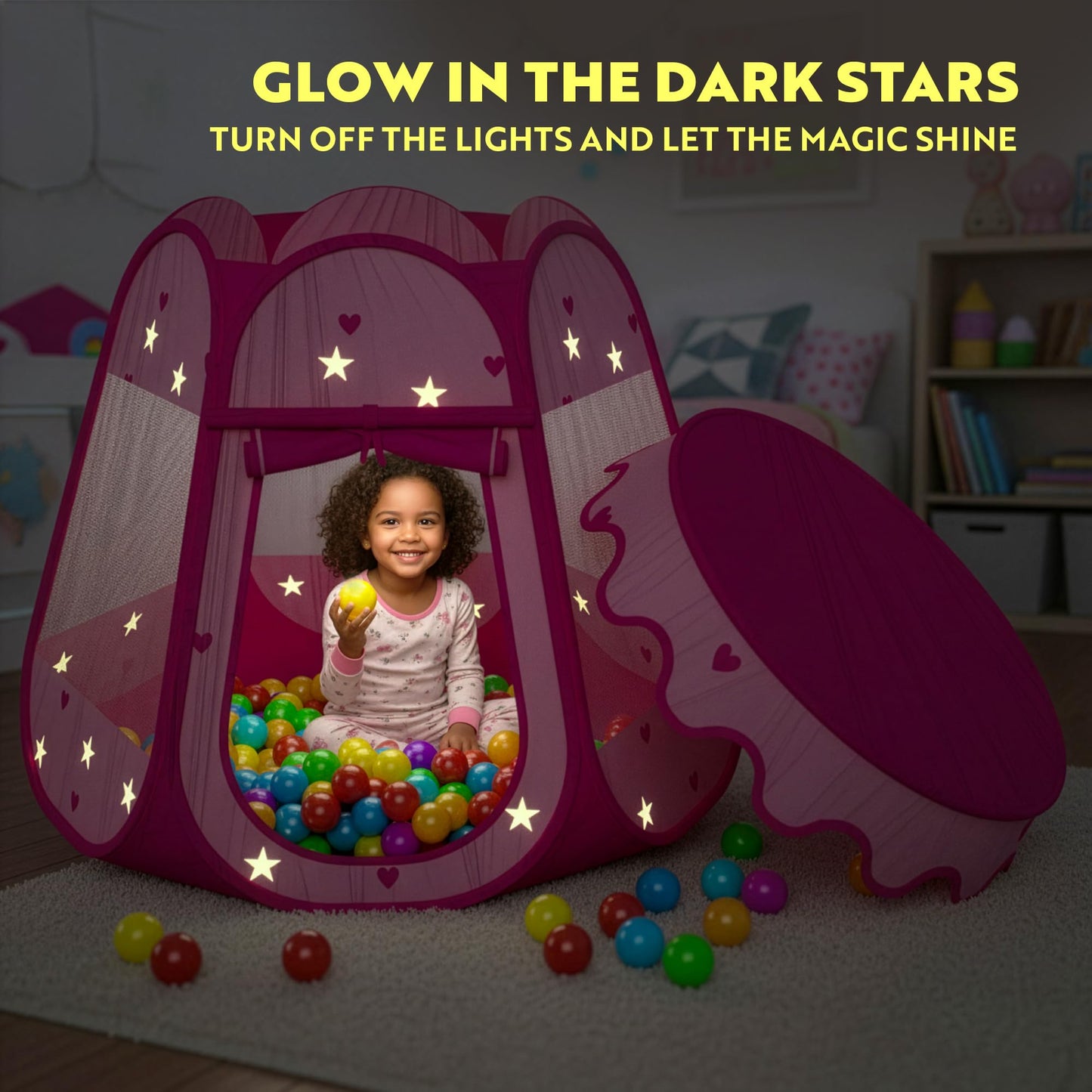 Playz Ball Pit Princess Castle Play Tent — 50 Balls Included, Pop-Up Indoor & Outdoor Playhouse