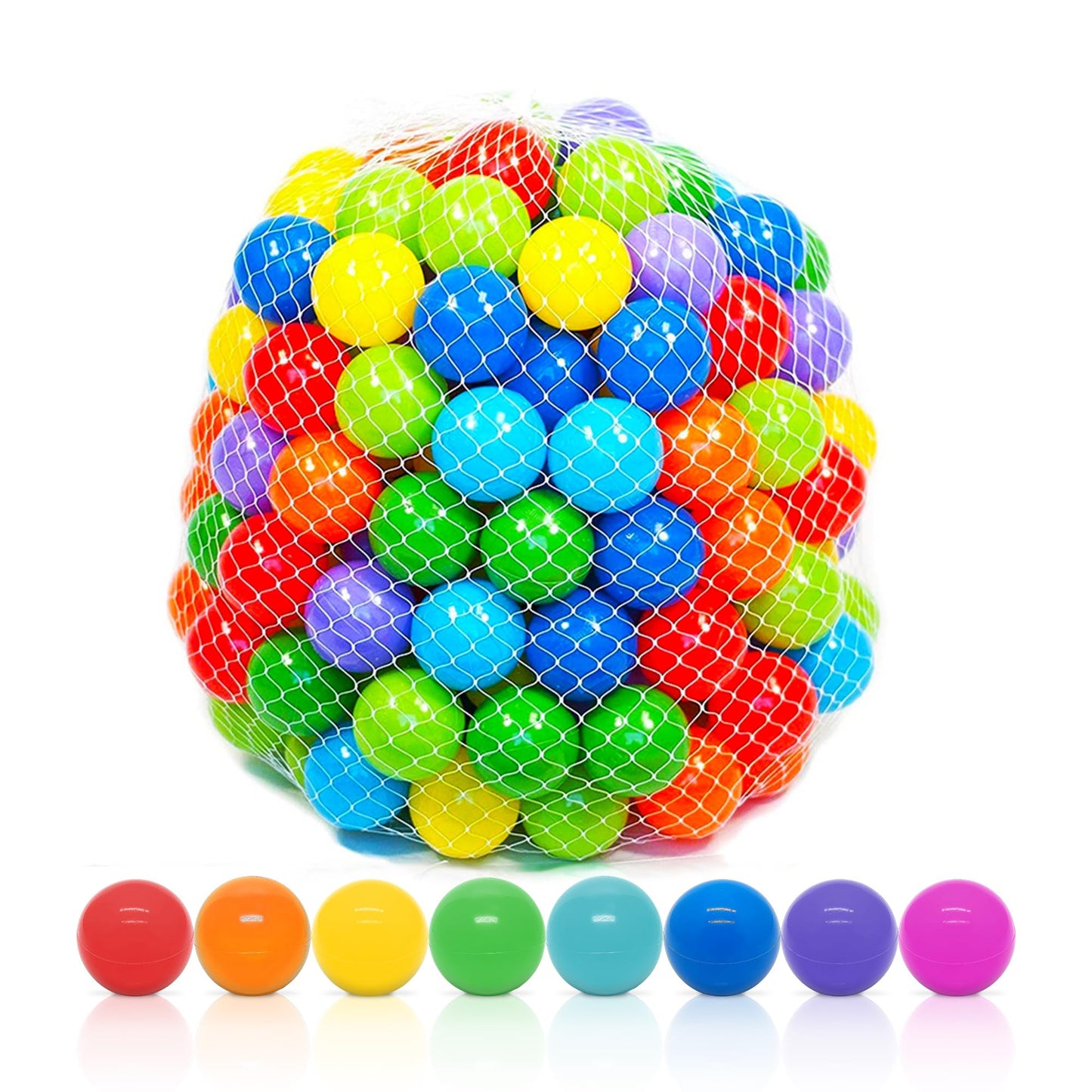Playz Soft Plastic Mini Ball Pit Balls – 500 Count, 8 Colors, Crush-Proof, Non-Toxic, BPA & Phthalate Free