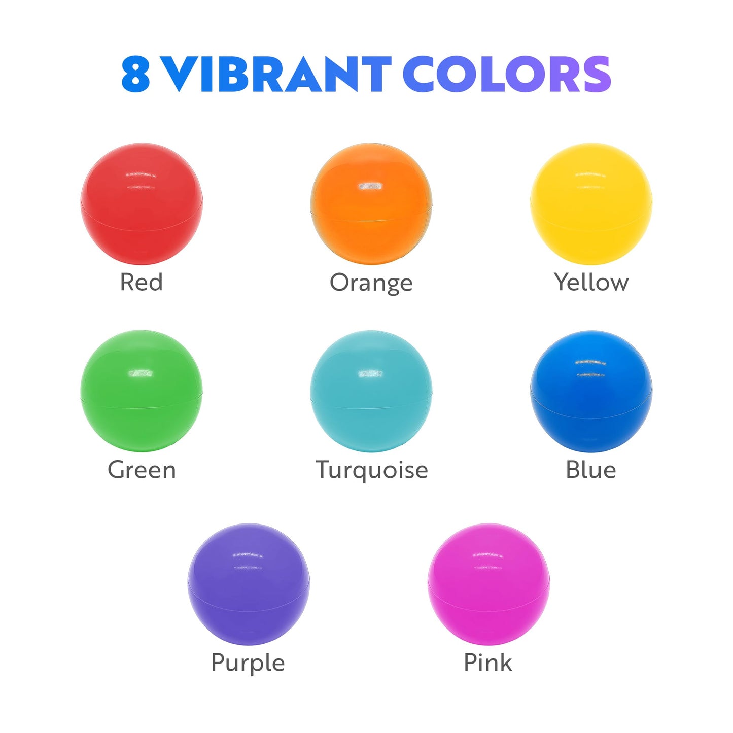 Playz Soft Plastic Mini Ball Pit Balls – 500 Count, 8 Colors, Crush-Proof, Non-Toxic, BPA & Phthalate Free
