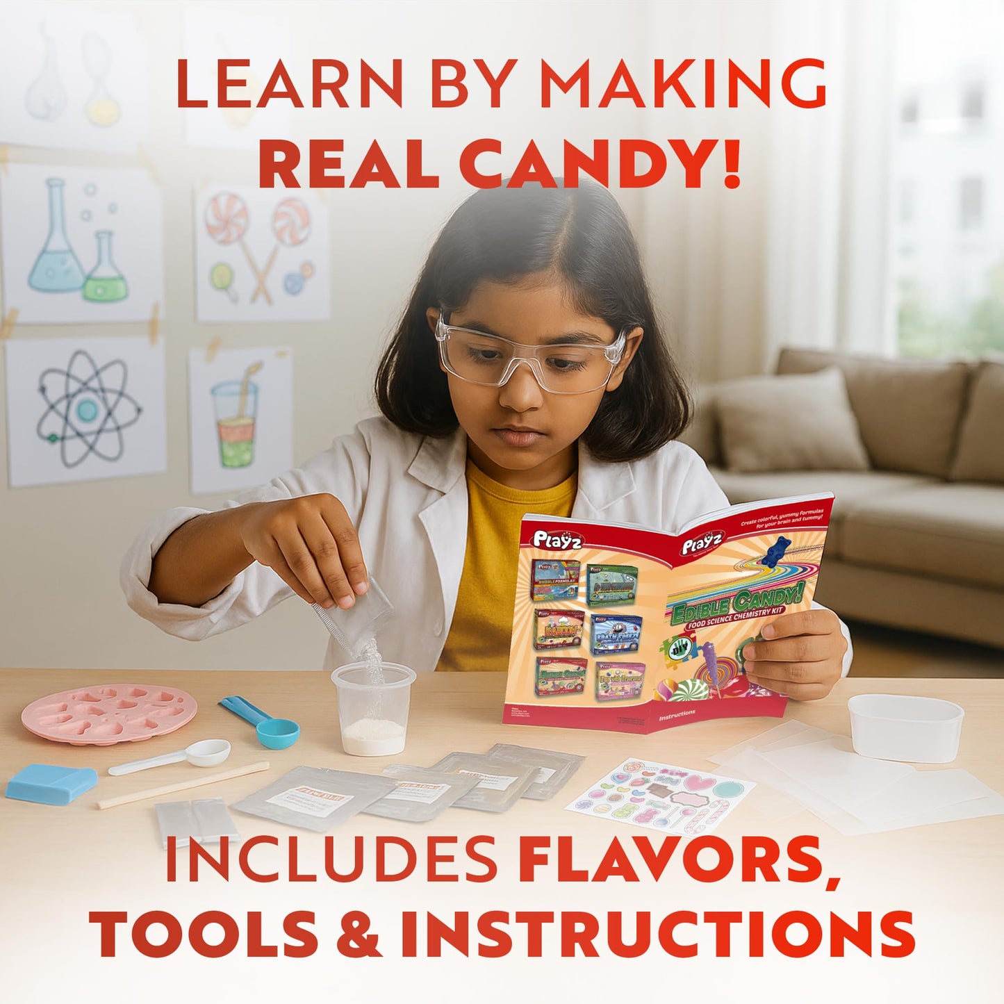 Playz Edible Candy Making Science Kit for Kids 8-12 — 40 Sweet Experiments