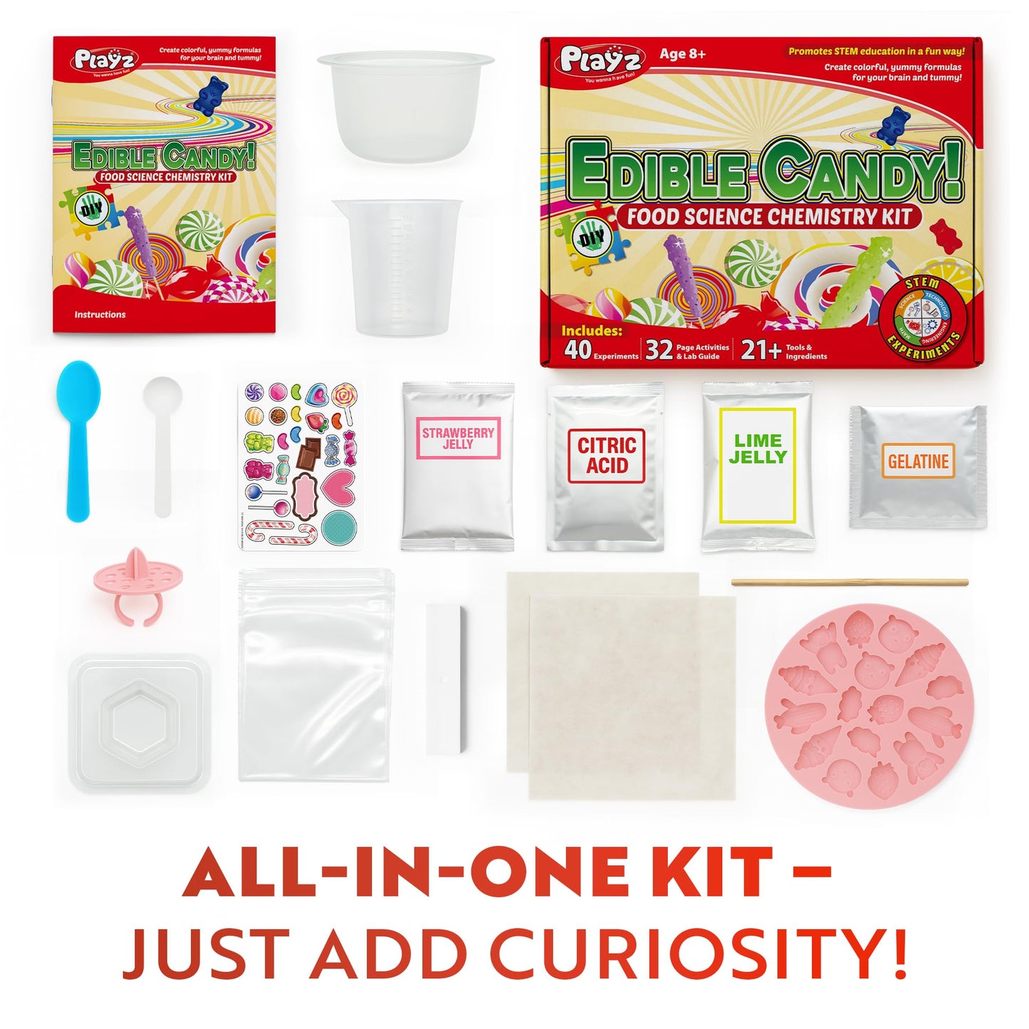 Playz Edible Candy Making Science Kit for Kids 8-12 — 40 Sweet Experiments