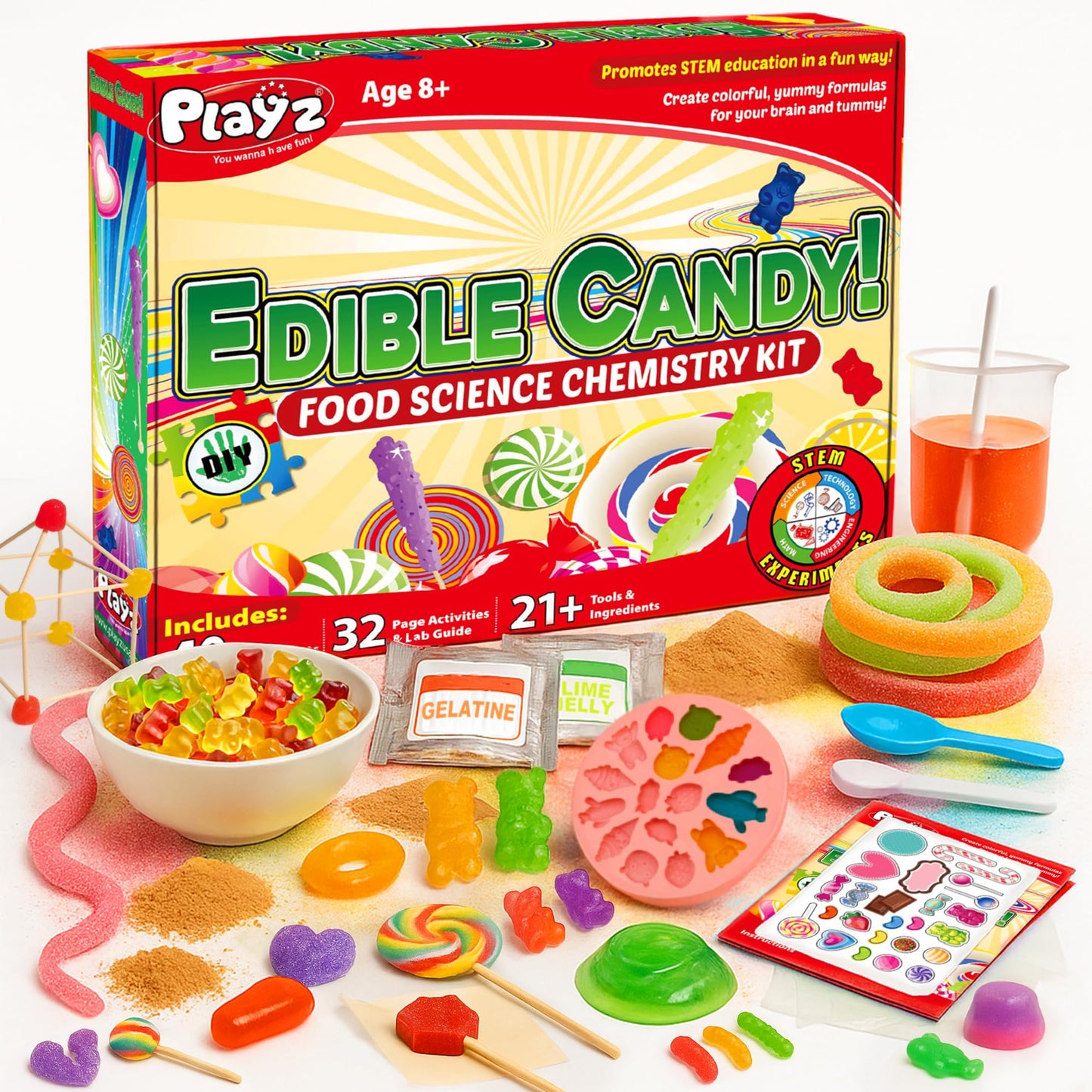 Playz Edible Candy Making Science Kit for Kids 8-12 — 40 Sweet Experiments