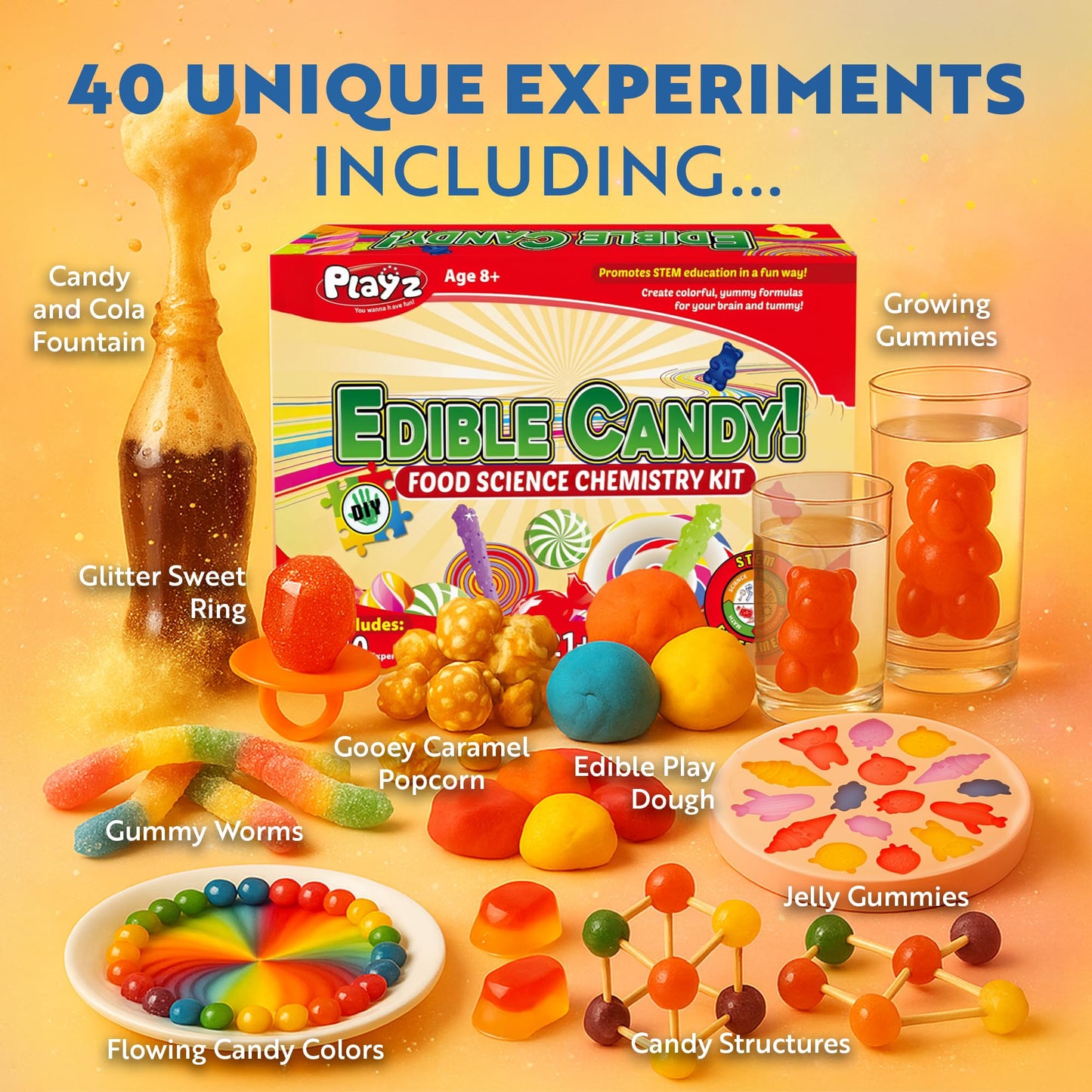 Playz Edible Candy Making Science Kit for Kids 8-12 — 40 Sweet Experiments