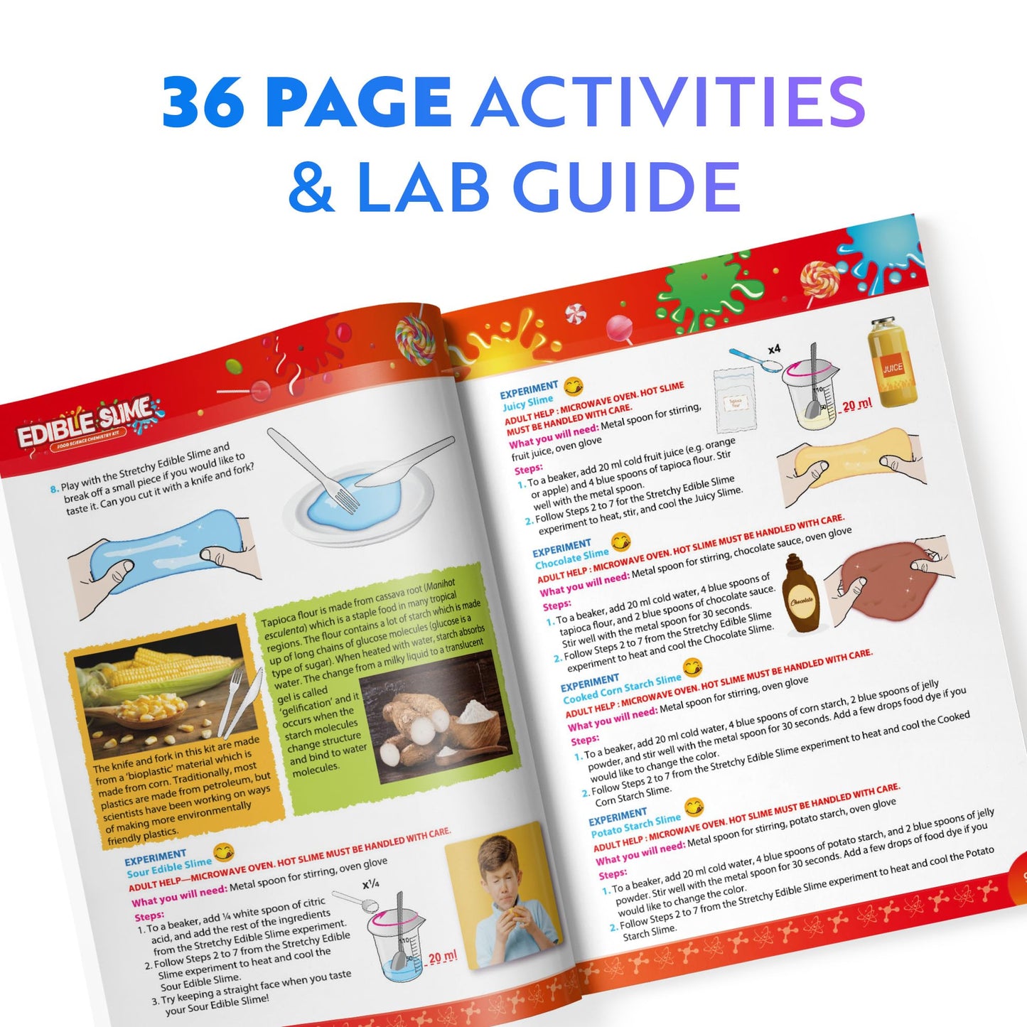 Playz Edible Slime Candy Making Science Kit for Kids Ages 8-12 — 25 Experiments