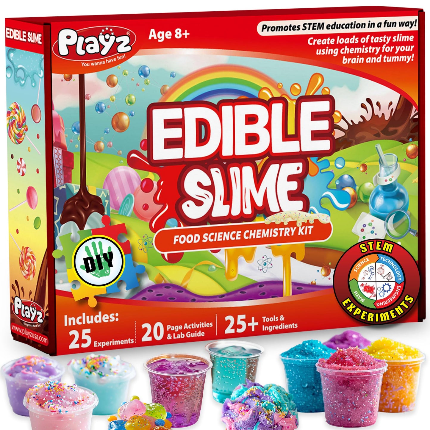 Playz Edible Slime Candy Making Science Kit for Kids Ages 8-12 — 25 Experiments