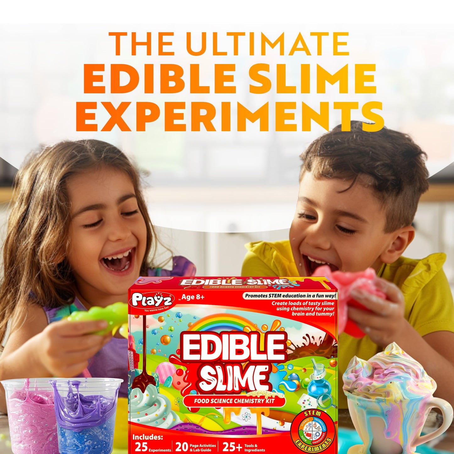 Playz Edible Slime Candy Making Science Kit for Kids Ages 8-12 — 25 Experiments