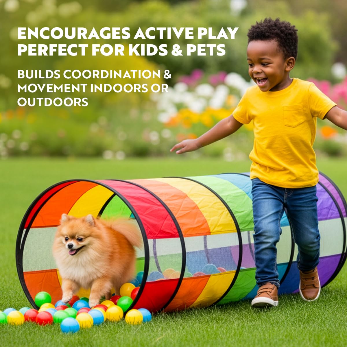Playz Extra-Large Play Tunnel for Toddlers 1-3 | Pop-Up Crawl Tube for Indoor & Outdoor Fun