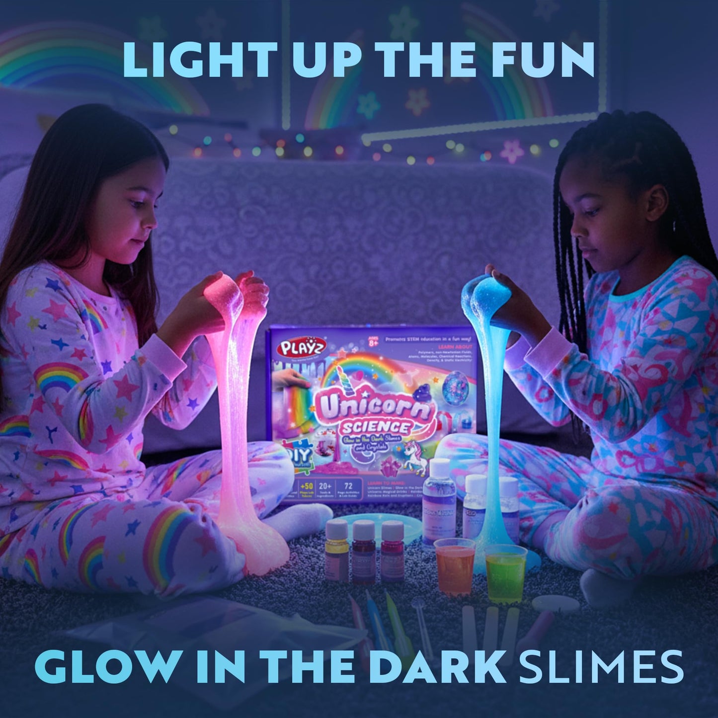 Playz Unicorn Slime & Crystals Kit — 100+ Science Experiments for Kids 8-12