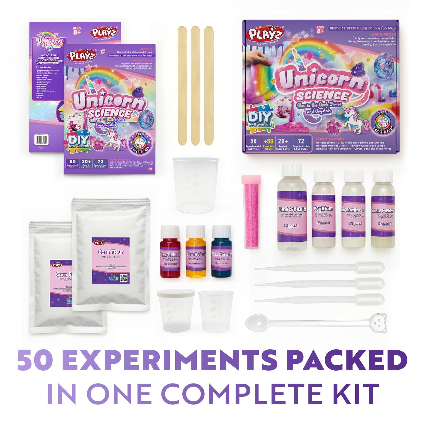 Playz Unicorn Slime & Crystals Kit — 100+ Science Experiments for Kids 8-12