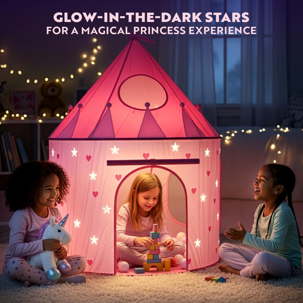 Playz Princess Castle Pop Up Tent & Dress Up Set – Pink Indoor/Outdoor Kids Playhouse
