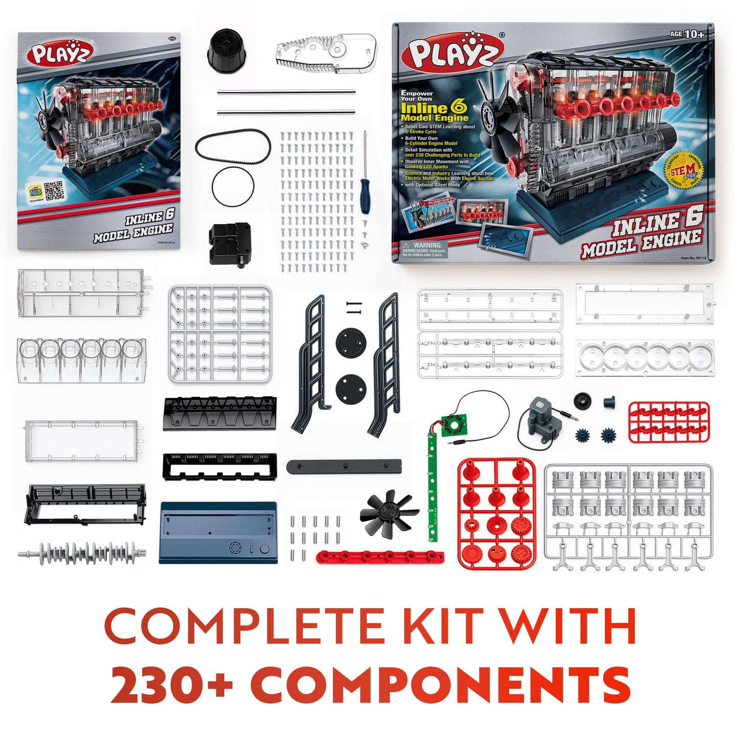 Playz Inline 6 Engine Model Kit – Build Your Own Working Inline 6 Engine