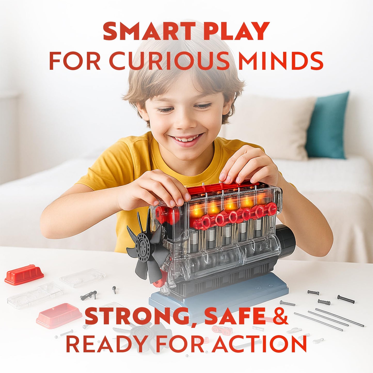 Playz Inline 6 Engine Model Kit – Build Your Own Working Inline 6 Engine