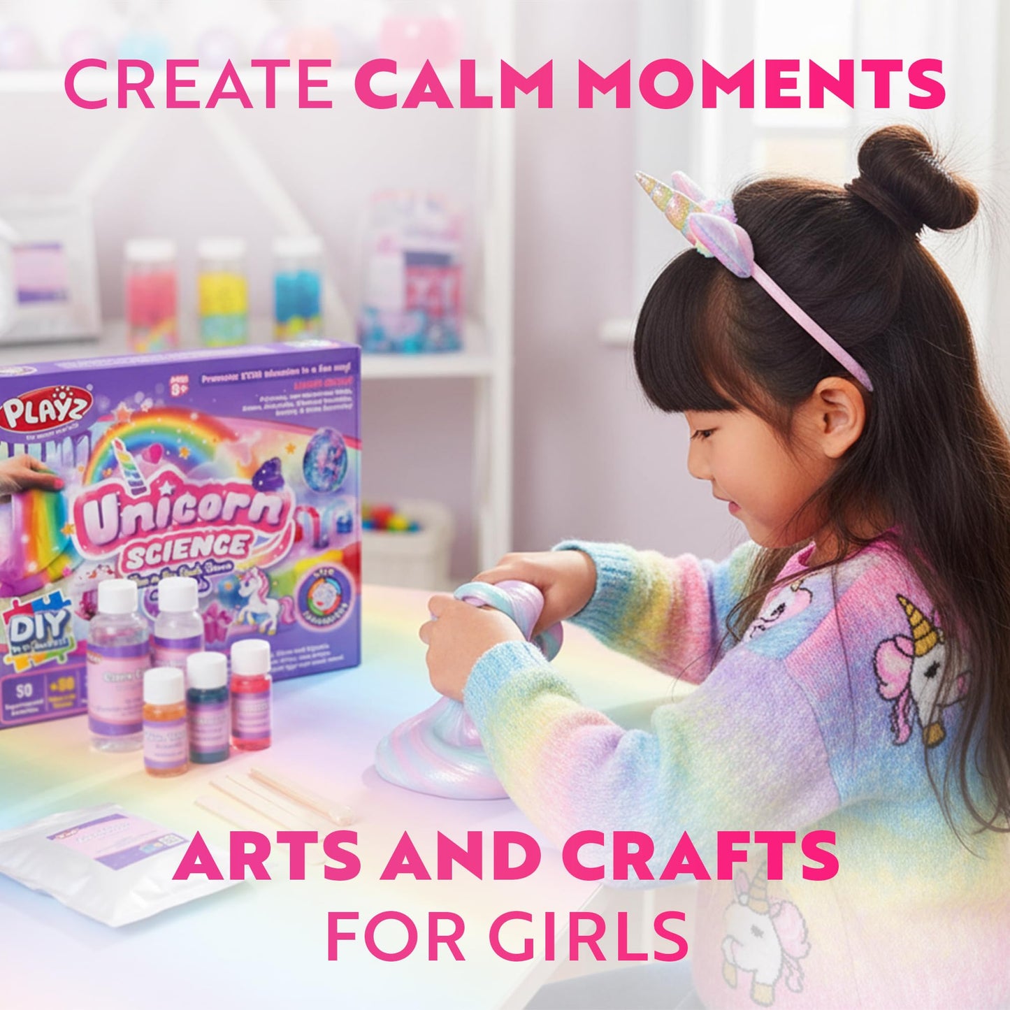 Playz Unicorn Slime & Crystals Kit — 100+ Science Experiments for Kids 8-12